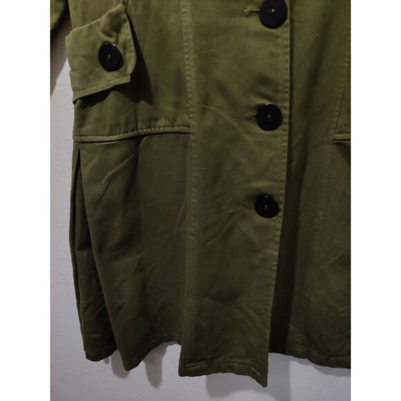 CMC By Color Me Cotton Green Trench Single Breasted Utility Cargo Jacket Size S - Picture 3 of 11